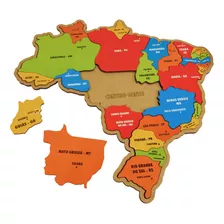 Brinquedo Quebra-cabeça Mapa Do Brasil, Estados Capitais Mdf
