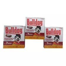 Kit C/03 - Coleira Bulldog Anti Pulgas Carrapatos Caes 25g 