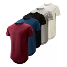 Kit 5 Camisetas Masculina Long Line Cotton Oversize By Zaroc