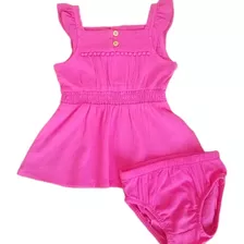 Carters 3 Meses Vestido Fucsia Bebé Niña Botones Dorados