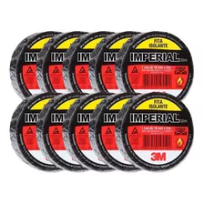 Kit 10 Rolos Fita Isolante 3m Imperial 18mm X 5 Metros Preta Cor Preto Liso