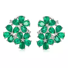 Aros Flores De Ágata Verde, Plata 925, Ágata Y Circones