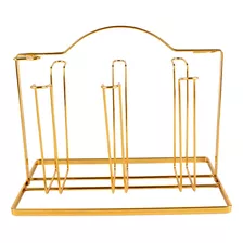 Escorredor Porta Copos Para 6 Copos Cozinha Dourado