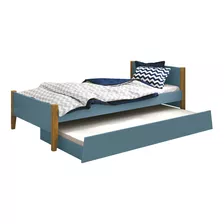 Cama Solt C/ Auxiliar Simba Azul Fosco/madeira - Moveisaqui