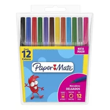 Marcadores Paper Mate Escolar X12 Colores Punta Fina