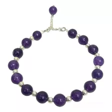 Pulsera Dama Piedra Naturale Amatista Y Plata 