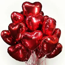 25 Balão Metalizado Coração Vermelho Dia Dos Namorados Mães