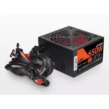 Fuente Gamer 650w Reales Cooler 120 Mm Lnz Zx650 Mallada