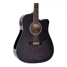 Violão Vogga Vck370 Folk Elétrico Aço Black Maple Flamed