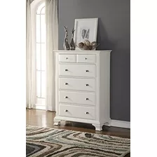 Roundhill Furniture Laveno 012 White Wood 5drawer Chest