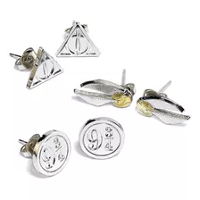 Harry Potter Juego De 3 Aretes De Tuerca Oficiales Reli.