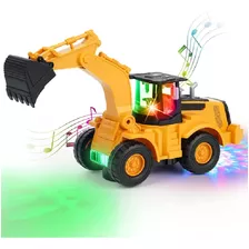 Trator Escavador Draga Musical Led 3d Excavator Brinquedo Cor Amarelo