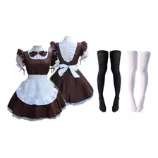 Cosplay Disfraz Traje De Maid Kawai Dos Medias 3pcs