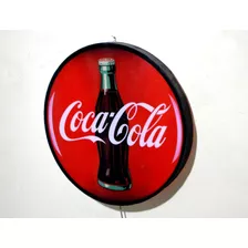 Cartel Luminoso Led Logo Coca Cola Vintage Redondo Deco Bar