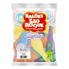 Bexiga Balões Candy Redondo Sortido São Roque Nº09 C/25 Unid