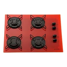 Fogão Cooktop Fornello 4 Bocas Vermelho Automático