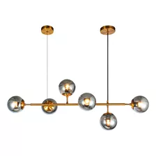 Lustre Pendente Jabuticaba Globos Vidro Fumê Molecular 6xe27 Cor Dourado 110v/220v