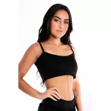 Cropped Alcinha Preto Com Tela