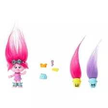 Boneco Trolls Hair Pops Mini Poppy 7cm Com Acessórios Mattel