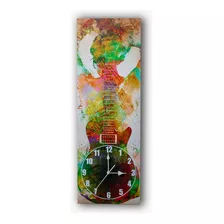 Reloj De Pared Decorativo Guitarra Con Flores