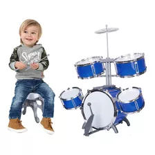 Bateria Infantil De Brinquedo Musical Jazz Drum Cor Azul