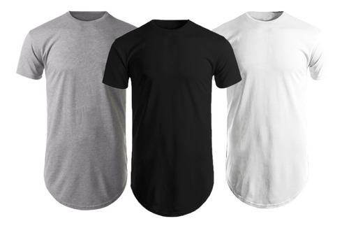 Kit Com 3 Camisas Blusas Masculinas Long Line Oversize Swag