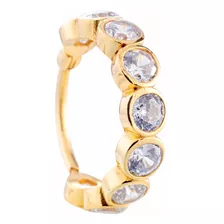 Piercing Argola Ariculada 9 Zircônia Redonda Gold Prata 925