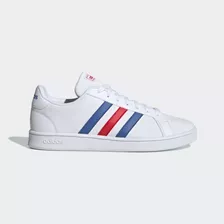 Tenis Para Hombre adidas Grand Court Base Color Cloud White/blue/active Red - Adulto 5 Mx