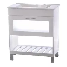 Vanitory Blanco 80 Cm + Bacha Mesada Con Patas P/baño