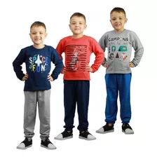 Kit 3 Conjunto Moletom Menino Infantil Gola Careca Masculino