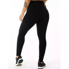 Calça Legging Bolha Fitness Brocada Suplex Cintura Alta