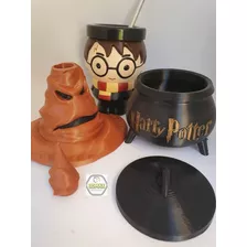 Set Matero Harry Potter 3d: Azucarera Yerbera Mate Bombilla