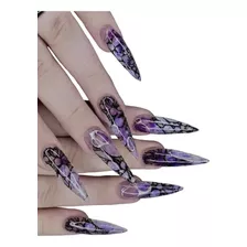 Uñas Postizas Stilleto Moradas