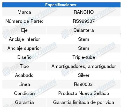 2 Amortiguadores Rancho (d) Rs9000xl Rs9000xl H3 06 A 10 Foto 2