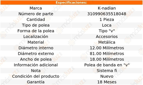 Polea Tipo  V  Metlica Van L4 2.4l 88 K-nadian Foto 2