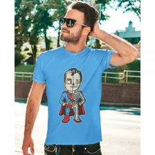 Remera Celeste De Superman Mitad Esqueleto