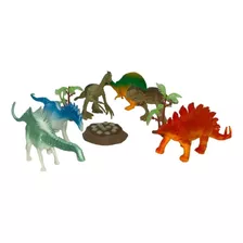 Kit 9 Dinossauro Animais Selvagens Borracha Brinquedos