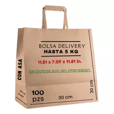 100 Bolsas De Papel Con Asa 30x18x30 Cm Ecológica Delivery 