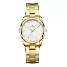 Relógio Backer Feminino Ref: 10285145f Br Clássico Dourado