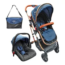 Carriola De Lujo Para Bebe Paseo Ts Elite 999g Color Azul Chasis Cobre