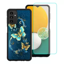 Funda Azul Mariposa + Protector Para Galaxy A13