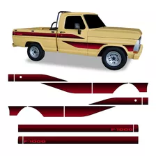 Faixa Ford F-1000 1989 Adesivo Vermelho Lateral Cab Simples