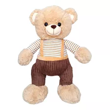 Urso De Pelúcia Grande Com Roupa Macacão 60cm - Antialérgico