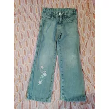 Pantalón Jeans Niña Con Flores 