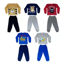 Kit 5 Conjunto Moletom Infantil Menino Atacado Tamanho 4/6/8