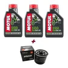 3 Óleos 5100 15w50 Motul + Filtro Óleo Cb 500 Ph6017a