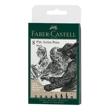 Caneta Pitt Artist Faber Castell Black 8 Canetas