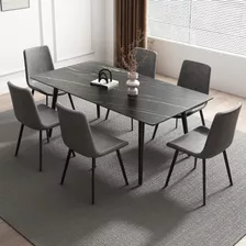 Mesa De Comedor De Cocina Moderna Para 6 Asientos, Mesa Rect