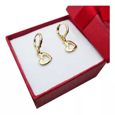 Nice Aretes De Corazón Con 4 Baños De Oro 18k.