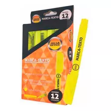 Kit Caneta Marca Texto Amarelo Neon Caixa Com 12 Unidades